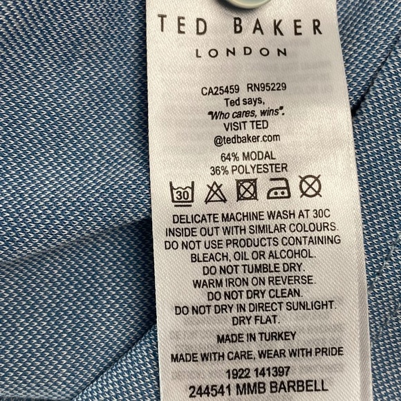 TED BAKER Light Blue Polo Shirt Short Sleeve with Geometric Floral Size 4 (L) - Picture 5 of 11